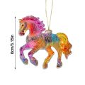 New Year 2D Flat Christmas Hanging Pendant Acrylic Golden Horse Car Horse Pendant Keychain Navidad Decor. 