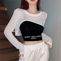 Sweet Hot Girl Internet Celebrity Irregular Sun Protective Blouse Camisole Set Summer jazz Top Jazz Dance Two-Piece Suit. 