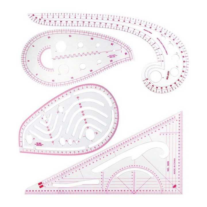 Sewing Ruler Set (4 Pcs) - Metric Ruler Set French Curve Pattern Grading Ruler Dressmaking Drawing Drafting Measure Template Tools 4 Style For Designers