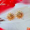 Gold Plated Sun Earrings White Stone Guaranteed Earring 18k - FREE BOX INCLUDED. 