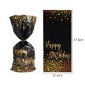 50pcs Gold Black Gift Bags Quality Happy Birthday Gold Dot Cookie Bags Plastic Waterproof Candy Bags Party. 