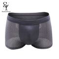【Good selling】Men Boxers Solid Color Hollow Out Breathable Anti-septic Male Briefs for Sleeping. 
