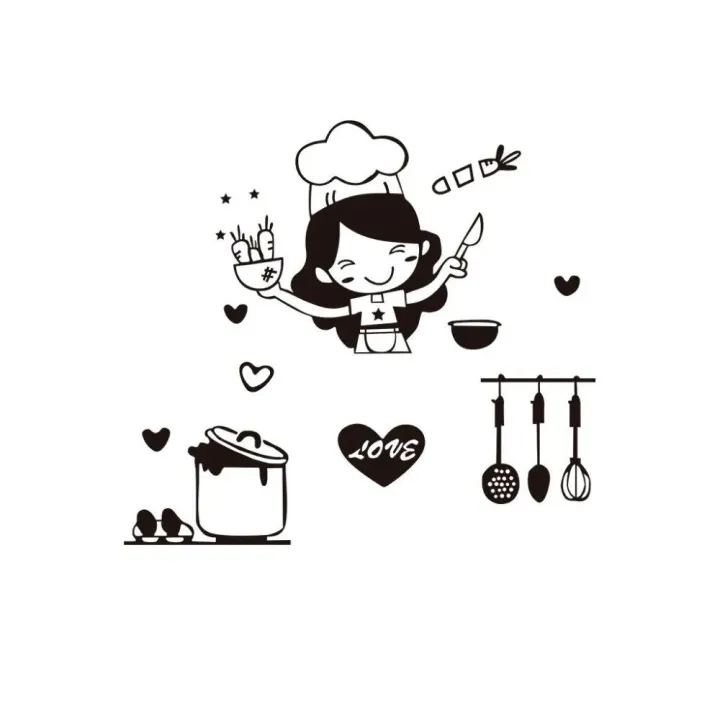 Waterproof%20Cartoon%20Happy%20Girl%20Chef%20Sticker%20Cute%20Black%20Loves%20Cooking%20Wall%20Sticker%20Non-toxic%20PVC%20Kitchen%20Decal%20Kitchen%20-%20Image%209