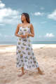 Petal Prom Floral Print Midi Dress for Women in Ivory Color. 
