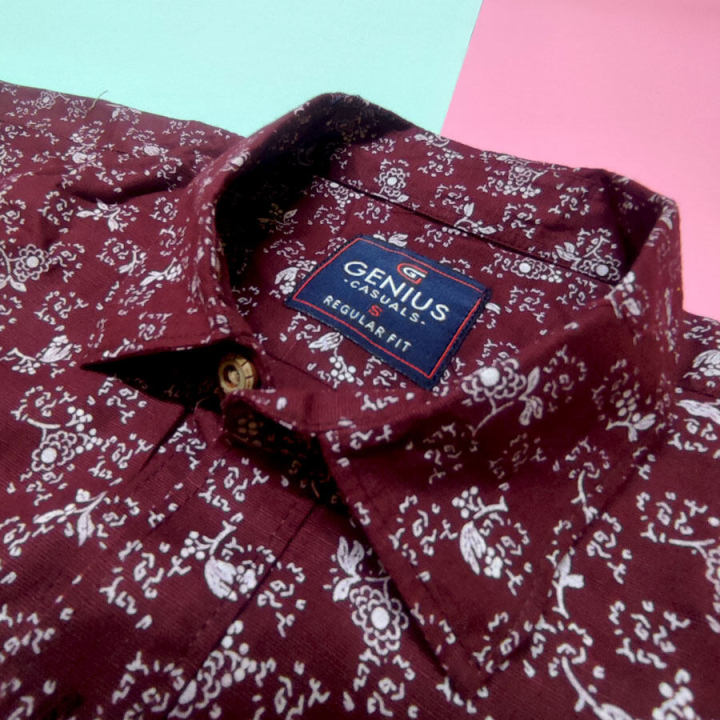 Genius%20Gents%20Shirt%20Pre-Washed%20Cotton%20Fabric%20Small%20Floral%20Print%20Men%20Casual%20Shirts%20-%20Image%202