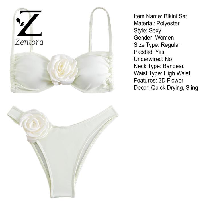 Zentora%20Tube%20Top%20Briefs%20Bikini%20Set%20Stylish%203d%20Flower%20Bikini%20Set%20for%20Women%20High%20Waist%20Briefs%20Bandeau%20Bra%20Quick%20Drying%20Swimsuit%20Beachwear%20for%20Beauties%20Flower%20Suspender%20Swimsuit%20-%20Image%203