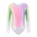 Gymnastics Leotards for Girls Gradient Color Dance Long Sleeve Athletic Ballet Dancewear Bodysuits Kids 5-14 Years. 