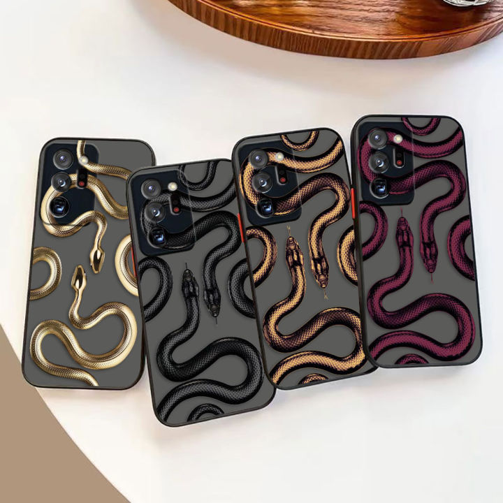 Fashion Gold Purple Black Snake Matte Phone Case for Samsung Galaxy NOTE 20 10 9 8 A13 A12 A10 A11 7 A05 A04 A03S A02S A03 Case
