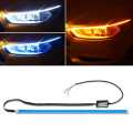 60cm Daytime Running Light Turn Signal Lamps Flexible Soft Tube Guide 2 PCs White Yellow Ultrafine DRL 12V Car LED Strip. 