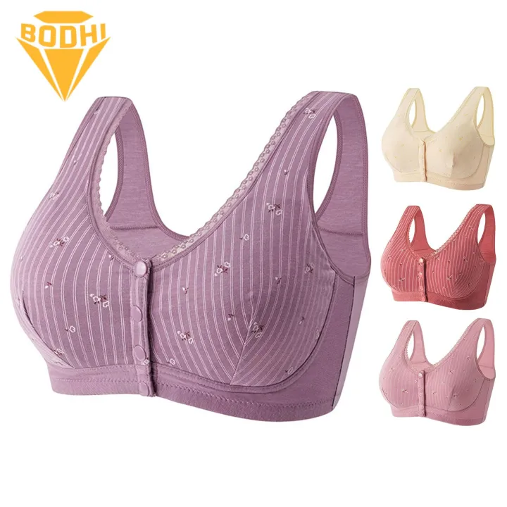 U-shaped Back Bra Comfortable Plus Size Lace Bra for Mid-aged Women Soft Breathable Stylish with Front Button Closure Perfect for Southeast Asian Buyers Supportive Back Bra