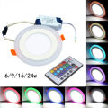 Round/Square Dimmable RGB LED Downlight + Remote Control 6w/9w/16w/24W Recessed LED Ceiling Panel light AC85-265V+Driver. 