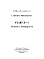 --Combined Mathematics-- STATICS - I Additional Reading Book. 