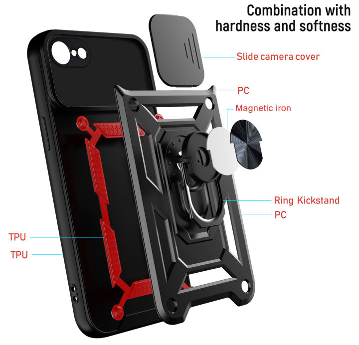 Lereach%20For%20iPhone%207%20/%208%20/%20SE%20Armor%20Phone%20Case%20Camera%20Armor%20Protection%20TPU+PC%20Hard%20Ring%20Car%20Ring%20Bracket%20Shockproof%20Back%20Cover%20-%20Image%202