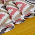 Longshow Polyester Colorful Geometric Paid Waves Table Runner With Braid Ball Trim 33x140cm. 