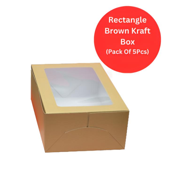 Rectangle Brown Kraft Boxes Heavy Duty Paper Gift Box with Clear PVC ...