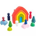 Wood Rainbow blocks house natural wooden toys children block rainbow Building blocks Educational kindergarten supplies baby toys. 