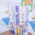 [Random Color] Students Writting  Stationery 1 Pc Cartoon Purple Planet Pattern Gel Pen 0.5mm Black Ink Press Pens Office School Supplies. 