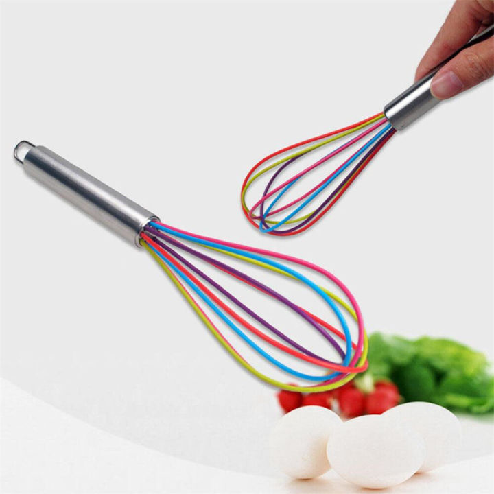 【BestGO】Colorful Silicone Egg Whisk Manual Kitchen Flour Mixer Egg Milk ...