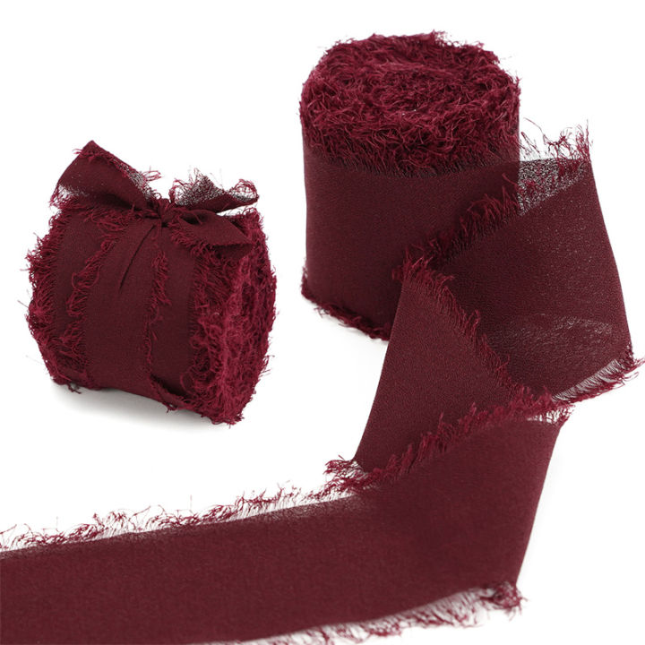 5m/roll Frayed Edged Wrinkle Chiffon Silk Ribbon Handmade Ripped ...