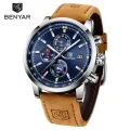 【Miga Plaza】Watch Men Luxury Leather BY-5102 Quartz Watch Fashion Chronograph Watches Sport Clock Male Waterproof 2023 Watch For Men. 