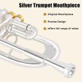 ROWELL Bb Trumpet Professional Trumpet for Student, Brass Instruments Standard Trumpet Set, with Professional Trumpet Box, Cleaning Kit,Original 7C trumpet Mouthpiece, Cloth and Gloves (Silver). 