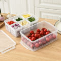 6 Grids Refrigerator Food Vegetable Fruit Storage Box Kitchen Chopped Green Onion Drain Water Divided Container 1Pcs. 