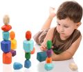 Stone Balance Stack Building Blocks Set - 20 Pcs Polyhedral Plastic Stacking Rocks Educational Creative Preschool Arts Learning Sensory Building Blocks Puzzle Large-Size Toy for Toddler. 