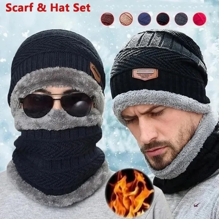 ICE%20CAP%20Winter%20Men's%20Beanie%20Knitted%20Hat%20Winter%20Hat%20Beanie%20Hat%20Women's%20Thick%20Fleece%20Collar%20Scarf%20Hat%20Balaclava%20Face%20Mask%20Hat%20-%20Image%202