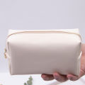 PU Leather Solid Color Travel Makeup Bag Zipper Wash Toiletry Organizer Purse Waterproof Cosmetic Bag Storage Handbag For Women Girls. 