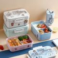 Ins Kawaii Sticker Organizer Lunch Box Container With Cover Compartment Storage Breakfast Boxes Student Food Box Set. 