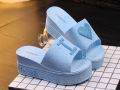 Women's Summer Cute Heart-Shaped 5CM Thick-Soled Wedge-Heeled Slippers Soft-Soled Mid-Heel Flip-Flops Non-Slip Beach Shoes. 