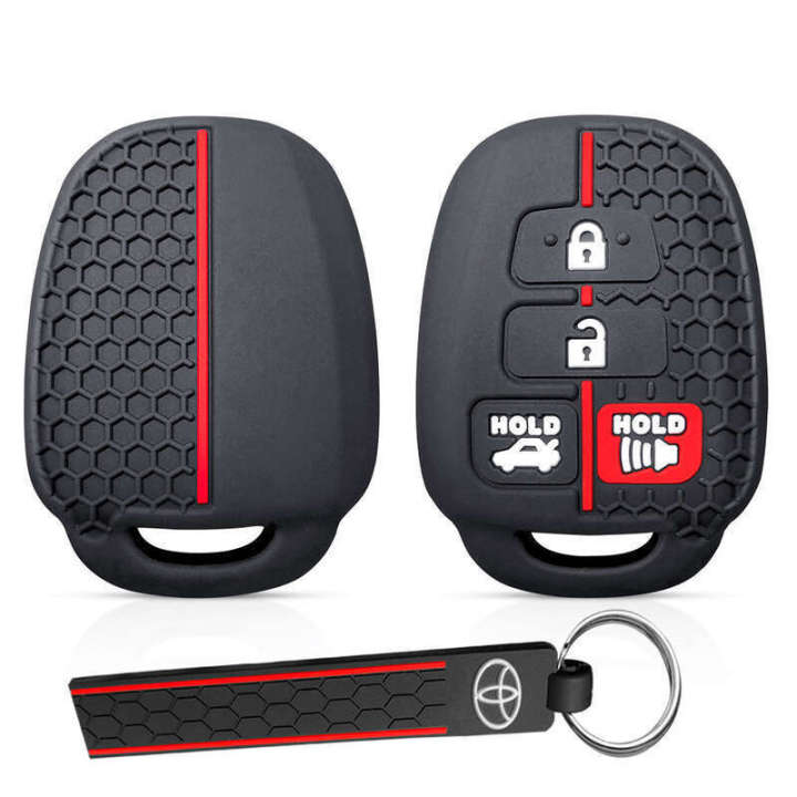 thumbnail image 2 of DON'T TOUCH MY KEY Leather Key Fob Cover With Chain For 2023 Toyota Camry, Corolla, RAV4 – Black, Waterproof 2 of 4