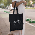 black tote bag. 