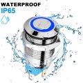 BRADOO- 5PCS 12mm Latching Push Button Switch High Round Cap, Waterproof Metal Push Button Switch with 12V/24V Blue Light. 