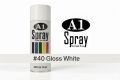 A1 SPRAY PAINT 400ML, GLOSS WHITE FOR AUTO, METAL, WOOD, RUBBER, PLASTIC, CEMENT, PAPER, CLOTH, GLASS,. 