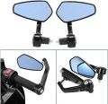 Motorcycle Handlebar Rear View Mirror Pentagon shape End Adjustable Rotatable Stylish Handle bar end Side Mirror Set of 2. 