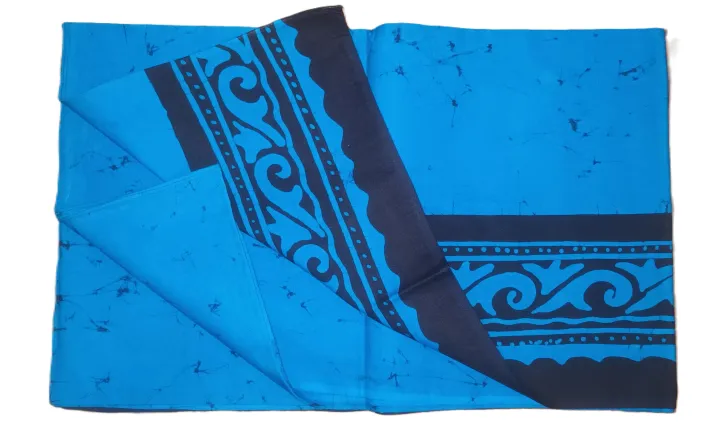 Batik Sarong Lungi for Men - Blue -(Navy Blue) Colour Cotton Sarong Bathik Sarong   Pre-Stitched Handmade EthnicWear