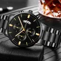 【Miga Plaza】Fashion Mens Sports Watches Luxury Men Stainless Steel Quartz Wrist Watch for Man Business Casual Leather Watch часы мужские. 