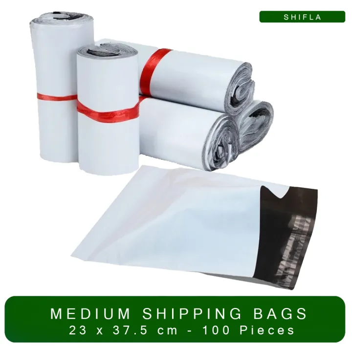 Bundle of 100 BAGS   MEDIUM 23 x 33.5 + 5 cm cm SIZE Poly Mailer White Daraz Flyers Shipping Bags Thickness - 110 Micron Packaging material Bags Plastic Poly Envelope 25cm*35cm Flyer Packs Postal Safe Mailing Bags Shipping packing Bags