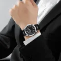 【Miga Plaza】 Men Watch Classic Style Leather Strap Watch Waterproof Quartz Leather Strap Boy Watch. 