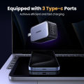 【3C Ports】UGREEN 65W GaN 3-Port Type C Android Charger Adapter Fast Charger for SAMSUNG S24 Ultra S23 S22 ultra  xiaomi 12T  iPhone 16 15 pro max 14 pro max13 pro 12 pro max Samsung Tab S7 Lenovo ASUS Laptop Fast Charger. 