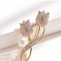1Pc Brooch Rhinestone Tulip Flower Brooch Anti-glare Suit Brooch Collar Pin Jewelry. 