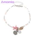 Seashell Anklet Jewelry Boho Beach Anklet Bracelet Handmade Shell Beaded Foot Chain with Adjustable Braided Conch Starfish Charm Stylish Foot Jewelry Adjustable Beach Anklet. 