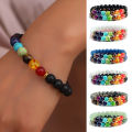 1 Pair Beaded Bracelet Double Layer Seven Chakras Colorful Natural Volcanic Stone Wristwear Various Women Men Yoga Sport Chakra Bracelet Couple Gift. 