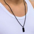 Rectangle Pendant Necklace (BLACK) for Men. 