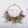 Likovie Battery Operated Christmas Wreath Led Light-up Christmas Wreath with Red Berry Pinecone Garland Festive Xmas Decoration for Front Door Wall Hanging Christmas Window Wreath. 