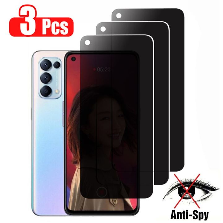 3Pcs Privacy Tempered Glass For Oppo Reno 5 6 5G 7 Pro Z 8 Pro Plus Screen Protector on Oppo reno 5 6 5G 7 8 Pro Anti-spy glass
