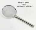 Silver Oil Spoon – Large Size – 15" Long Handle with 6.5" Wide Bowl – Premium Quality for Cooking. 