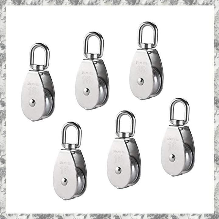 6 Pcs M15 Single Pulley Block Hanging Wire Towing Wheel Swivel Lifting Wire Rope Cable Pulley Roller