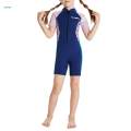 Girls Wetsuit Front Zipper Swimming Costume Scuba Diving Suit Bathing Suit for Surfing Blue Large. 